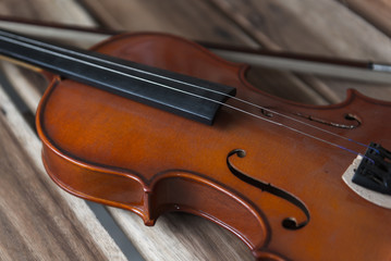Close-up on old violin