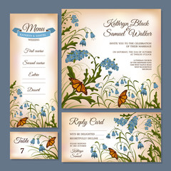Set of floral wedding cards