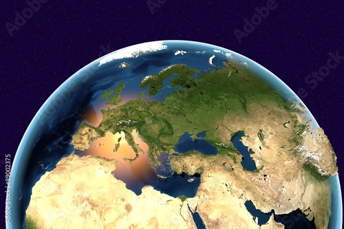 Planet Earth On Background With Stars Earth From Space