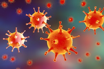 Fototapeta na wymiar Digital illustration of Herpes virus, realistic image of microbe, microorganism, microscopic view