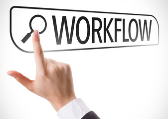 Workflow written in search bar on virtual screen