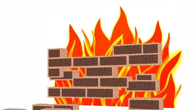 Constuction of a brick firewall animation to depict data protection