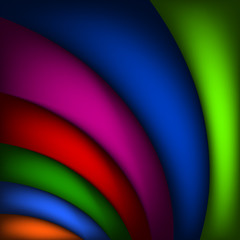 Vector abstract rainbow curved background illustration - Abstract rainbow colorful background spreading arcs