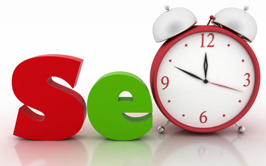 SEO with clock instead of letter. 3d illustration 