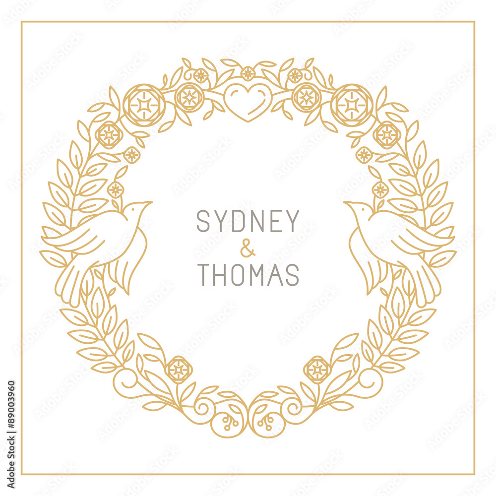 Aufkleber Vector trendy linear frame with copy space for text