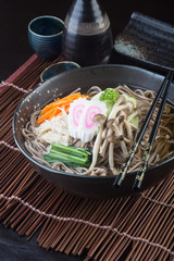 japanese cuisine. udon on the background