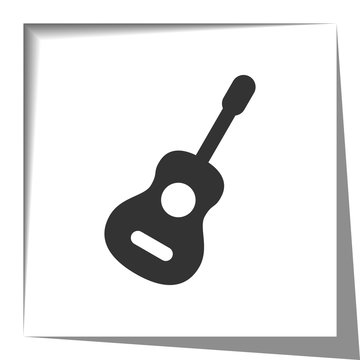 Guitar icon with cut out shadow effect