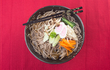 japanese cuisine. udon on the background