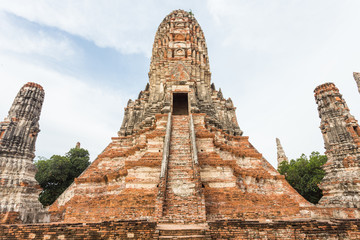 Public ancient temple in Ayuthaya, Thailand