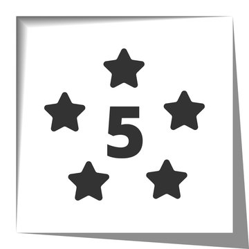 Five Star icon with cut out shadow effect