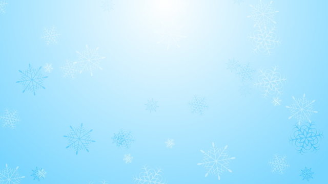 Falling snowflakes Christmas blue background. Video animation HD 1920x1080