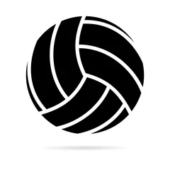 Tableaux ronds sur aluminium brossé Sports de balle Volleyball ball Icon black