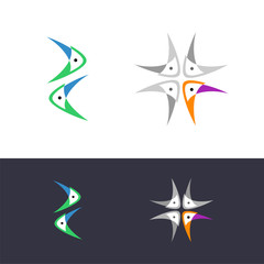 Vector business icon set, flat style. Logo design.