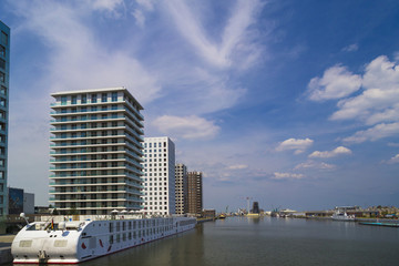 Modern residential buildings in Het Eilandje area, Port of Antwerp, Belgium - 89008523