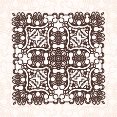 Abstract design element. Square mandala in vector. Graphic templ