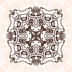 Abstract design element. Square mandala in vector. Graphic templ