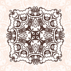 Abstract design element. Square mandala in vector. Graphic templ