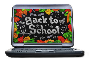Laptop with blackboard screen. Back to school concept