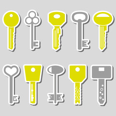 various color keys stickers for open a lock eps10