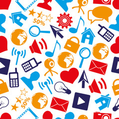 web and social networks simple color icons seamless pattern eps10