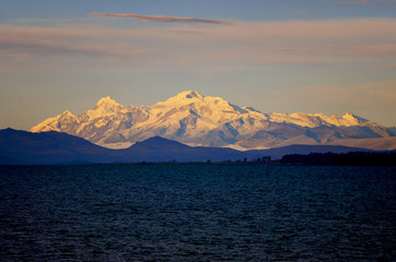 Fototapeta na wymiar Mountains and Titicaca lake, Peru and Bolivia