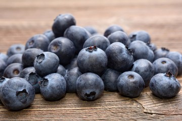 Blueberries on wooden table
