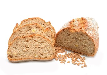 Tradtional homemade bread on white background