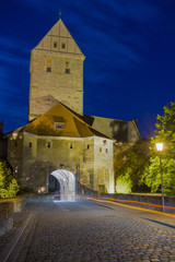 Fototapeta na wymiar Dinkelsbuhl by night. Dinkelsbuhl is one of the archetypal towns on the German Romantic Road.