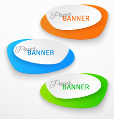 Set of oval colorful paper origami banners