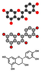 Epicatechin (l-epicatechin) chocolate flavonoid molecule.