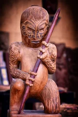 Foto op Canvas Maori wood carving, New Zealand © alexpermyakov