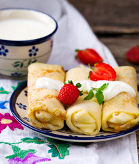 Summer rural breakfast pancakes