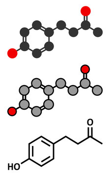 Raspberry ketone molecule. Primary aroma compound of raspberries