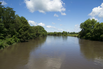 Fototapeta na wymiar South Skunk River from Bridge near Metz, Iowa in Jasper County