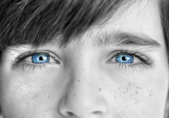 insightful look blue eyes boy