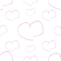 10 Heart shape vector seamless patterns (tiling). Pink color