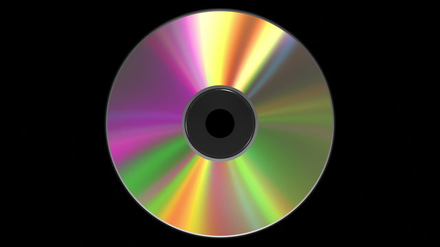 Iridescent CD DVD Disk. 3D Animation. Loop. Alpha Matte. 4k. 3840x2160. 