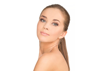 Fototapeta premium Portrait of beautiful young woman with clean face