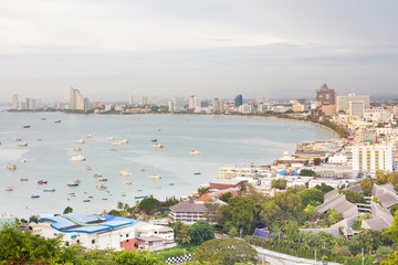 Pattaya bay and beach beautiful city travel landmark in thailand