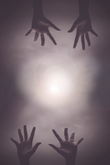  Karma abstract background with hand to hand