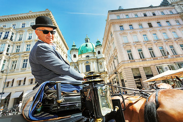 Fototapeta premium Vienna, fiaker ride, Graben, St. Peter's Church