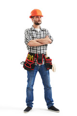 serious workman with tools