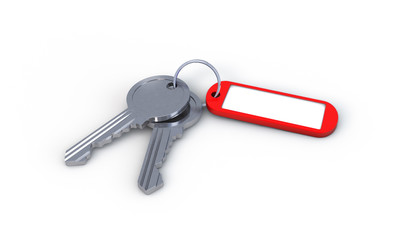 Keys over white background