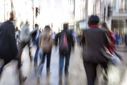 Urban Move, People Walking In City, Motion Blur, Zoom Effect