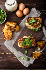 French toast with homemade ham, gouda cheese