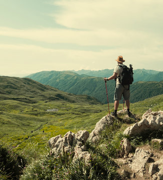 Male Hiker With Backpack