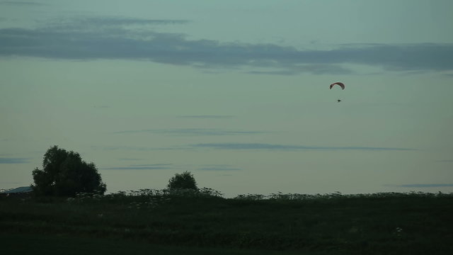 Paramotor flying in the air