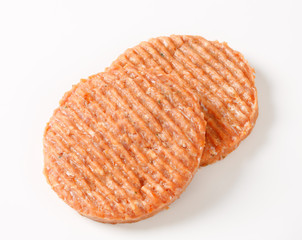 Raw burger patties