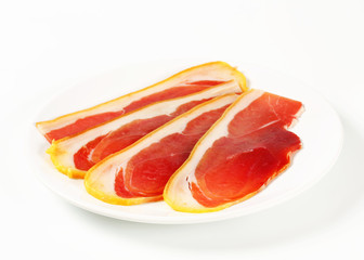 Sliced prosciutto crudo
