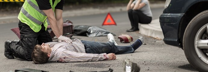 Policeman doing heart massage